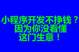 小程序開發(fā)不掙錢？因為你沒看懂這門生意！